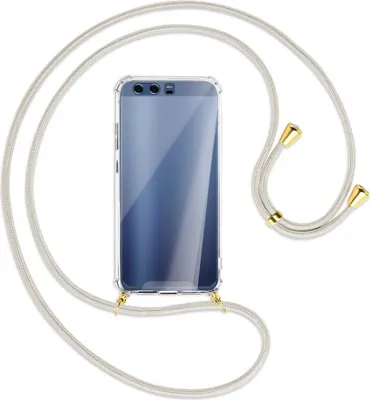 Produktbild von Handykette Backcover-Schutzhülle mit Band (Metall goldfarben) für Huawei P10 - broken white