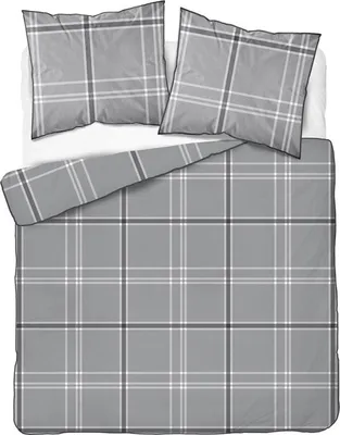 Produktbild von Bettwäsche, Perkalbettwäsche, mit Paspel, elegant 160x200 5240a Graues Karomuster
