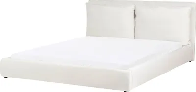 Produktbild von BELIANI Wasserbett Cremeweiß Samt Gepolstert 180 x 200 cm Hohes Kopfteil Modern Doppelbett Schlafzimmer