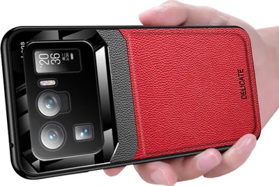 Produktbild von Xiaomi Mi 11 Ultra Hülle, TPU Stossfest Anti-rutsch Leder Glas Len Hybrid Schutzhülle für Xiaomi Mi 11 Ultra Rot