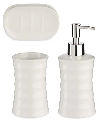 Produktbild von Weißes Badezimmer-Set STRIPED, 3er-Set