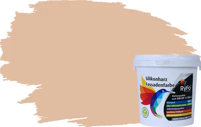 Produktbild von RyFo Colors Silikonharz Fassadenfarbe Lotuseffekt Trend Orangetöne Sand 1l - bunte Fassadenfarbe, weitere Orange Farbtöne und Größen erhältlich, Deckkraft Klasse 1