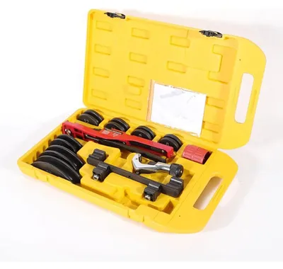 Produktbild von Handrohrbieger - Tragbare Rohrbiegemaschine - 7 Biegeformen - 0–90° - Für Kupfer-, Eisen- und Aluminiumrohre 6–22 mm - Gelb