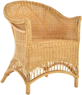 Produktbild von KRINES HOME  Rattansessel Landhaus Flechtsessel aus Natur-Rattan Rattan Sessel Korbsessel Wintergarten (Honig)