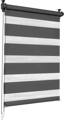 Produktbild von Sonello Doppelrollo Klemmfix ohne Bohren Duo Rollo Klemmrollo Sonnenschutzrollo Fensterrollo für Fenster & Türen Zebrarollo Seitenzugrollo 100cm x 130cm Anthrazit