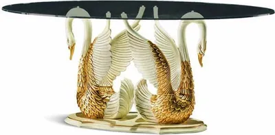 Produktbild von Casa Padrino Luxus Barock Esstisch mit Glasplatte Elfenbein / Gold 190 cm -  Italy