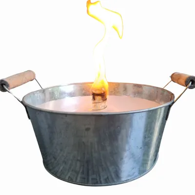 Produktbild von Schwabenfire Outdoorkerze mit Dauerdocht Kleine Zink-Schale mit Henkel 16,5cm
