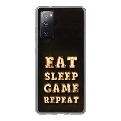Produktbild von MuchoWow® Handyhülle Schutzhülle Hülle für Samsung Galaxy S20 FE Spiele - Spiele - Zitate - Sprichwörter - Eat sleep game repeat Silikon Softcase Handy Hülle - Abdeckung