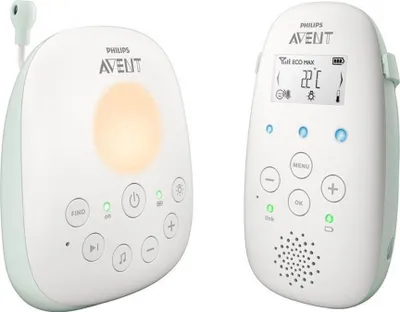 Produktbild von Philips AVENT SCD711 DECT-Babyphone, 50 m, 50 m, 330 m, Grn, Wei, LCD, AC, Akku