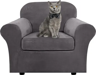 Produktbild von Samt Sofa Schonbezug Soft Stretch Couch Bezug High Elasthan Möbel Protector, 1-Sitzer / 81-122 cm,Grau