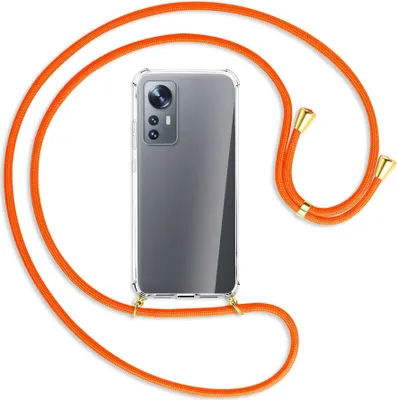 Produktbild von Handykette Backcover-Schutzhülle mit Band (Metall goldfarben) für Xiaomi 12 - neonorange