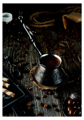 Produktbild von Türkische, griechische und arabische Kaffeekanne aus dickem Kupfer mit Holzgriff und Löffel (Antikes Kupfer, 270 ml)