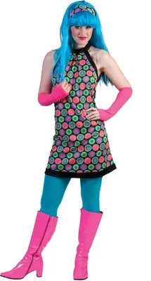 Produktbild von Polka Dot Kleid für Damen - Blau | 60er 70er Jahre Retro Kostüm Größe: 44/46