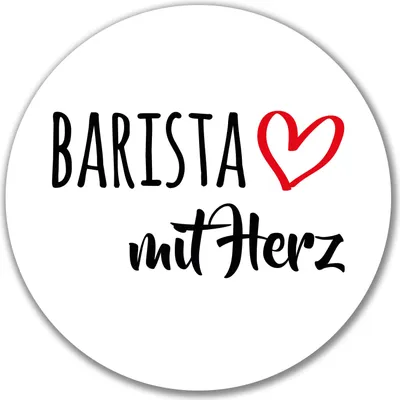 Immagine prodotto di Huuraa Adesivo "Barista con cuore" rotondo da 10 cm - Idea regalo