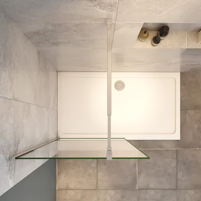 Produktbild von 80x200cm Duschabtrennung Walk In 8mm Nano ESG Milchglasstreifen Duschabtrennung + 73-120cm Stabilisator Höhe 200cm