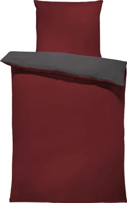 Produktbild von 4 teilig Bettwäsche 155x220 cm bordeaux anthrazit Uni Übergröße Wende Microfaser