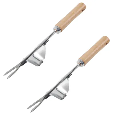 Produktbild von Set aus 2 manuellen Unkrautstechern mit Holzgriffen