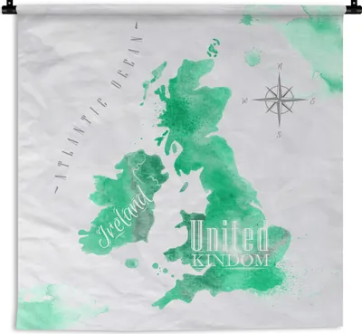 Produktbild von MuchoWow® Wandteppich Wandbehang England - Weltkarte - Aquarell 60x60 cm Tapisserie Dekoration Wandtuch - Dekorationen - Wand Decke