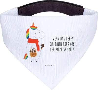 Produktbild von Mr. & Mrs. Panda Hund Halstuch Einhorn Pilz - Weiß - Geschenk, Für Hunde, Hunde-Halstuch, Unicorn, Spruch, Hundehalstuch, Motivation, Tuch, Pilze, Einhörner, Liebeskummer