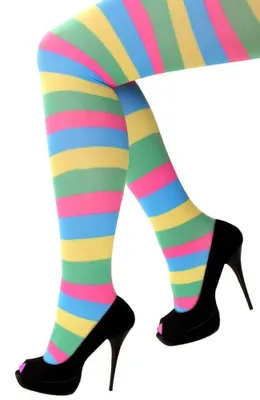 Produktbild von Krautwear Damen Bunte Strumpfhose Kostüm Fasching Karneval 80er Einheitsgröße (bunt)