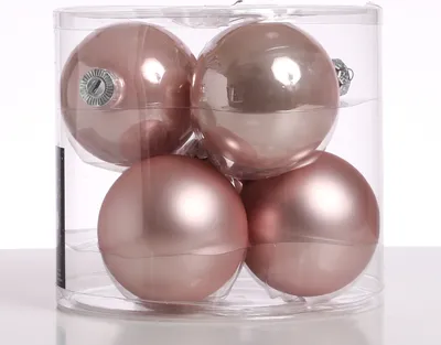 Christbaumkugel - Weihnachtsbaumkugel - Glas - D: 8cm - glänzend und matt - puderrosa - 6er Set