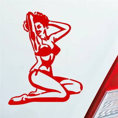 Produktbild von Auto Aufkleber Pin up Girl Sexy Girl Tuning Vintage Retro 12x10 cm Rot Sticker Heckscheibenaufkleber