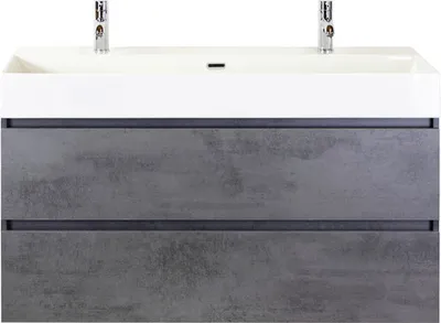 Produktbild von Sanox Badmöbel-Set Maxx XL BxHxT 121 x 73 x 45,5 cm Frontfarbe betonanthrazit mit Doppel-Waschtisch Keramik weiß 8173714