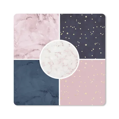Produktbild von MuchoWow® Mauspad Mousepad Marmor - Rosa - Blau 20x20 cm - Mousepads - Maus Mat - Pad - Mausunterlage - Desk Mat - Bureauartikeln
