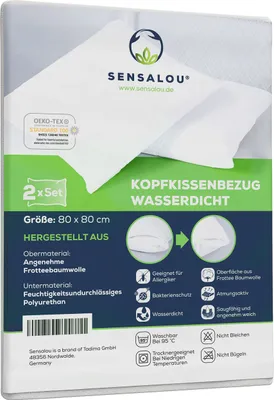 Produktbild von Sensalou Kissenbezug 2er Set Doppelpack wasserdicht - Kopfkissen Bezüge 80x80 cm