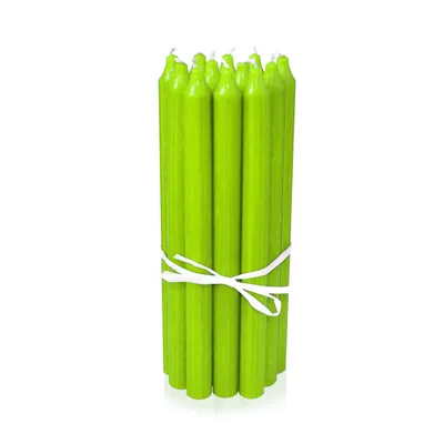 Produktbild von Dänische Premium Stabkerzen 12er Set, Leuchterkerzen, Tischkerzen, Tafelkerzen Farbe: Limettengrün, Höhe: 29 cm