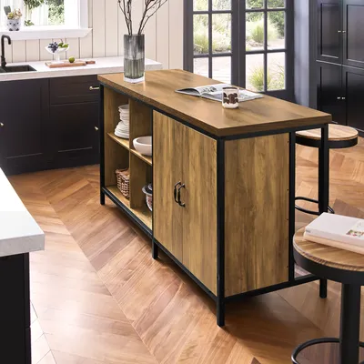 Obrázek produktu pro SoBuy Volně stojící kuchyňský ostrov kuchyňská skříňka Multifunkční kuchyňská skladovací jednotka Sideboard Bufetová vitrína do obývacího pokoje kuchyně KNL01-F