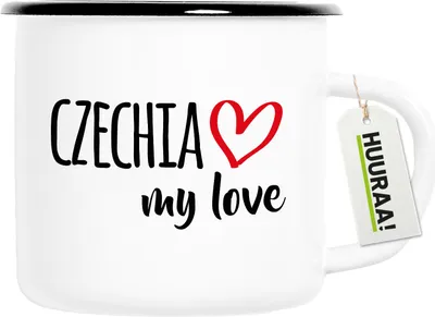 Produktbild von Huuraa Emaille Tasse Czechia my love 300ml Vintage Campingbecher Geschenkidee