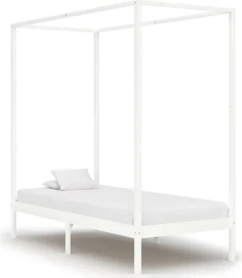 Produktbild von Himmelbett-Gestell Weiß Massivholz Kiefer 100 x 200 cm