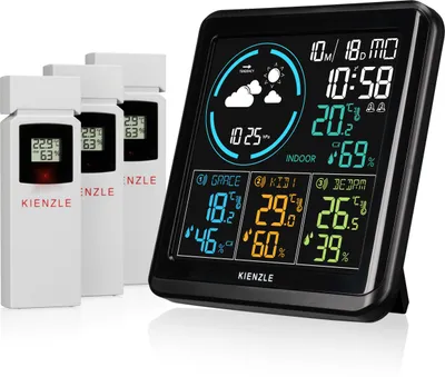 Produktbild von KIENZLE Funk DCF Wetterstation mit 3 Außensensoren