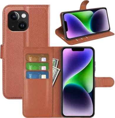 Obrázek produktu pro Pro Apple iPhone 15 Plus Smart Mobile Phone Case Brown Leatherette Case Cover Case Book