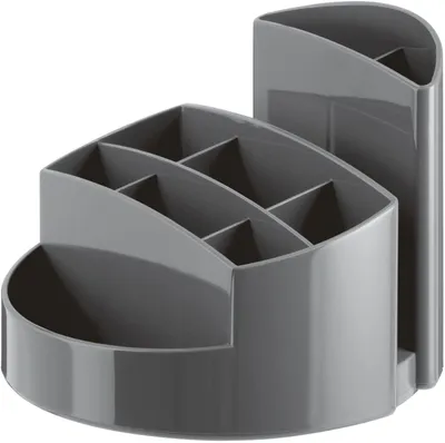 Produktbild von Schreibtischköcher Rondo 9 Fächer Gummifüße Briefschlitz dunkelgrau Packung mit 4 Stück