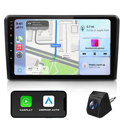 Immagine prodotto di Autoradio Hexinex da 9 pollici, 2GB di RAM + 64GB di memoria, con telecamera, compatibile con Audi A3 S3 (modelli 8PA e 8P1) dal 2003 al 2012. Include GPS, navigatore, Wi-Fi, CarPlay, Bluetooth, FM, controllo al volante (SWC), RDS, DSP, DAB+ e connessione USB. Formato 2DIN