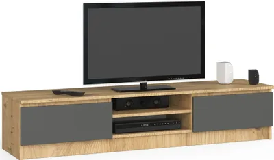 Produktbild von TV Schrank AKORD Fernsehkommode 160cm Eiche Artisan, Graphit B160 x H33 x T40cm