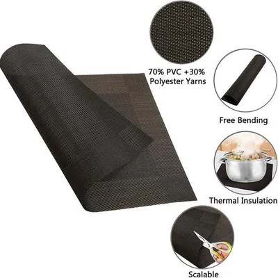 Produktbild von 6er Tischunterlage Set, leicht zu reinigen, antislip, hitzestabil, wasserdicht, Tischunterlage, 45x30cm, Schwarz und Gold