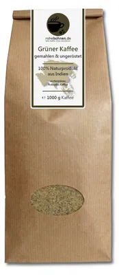 Obrázok produktu pre Mletá zelená káva 100 % Robusta z Indie 1000 g