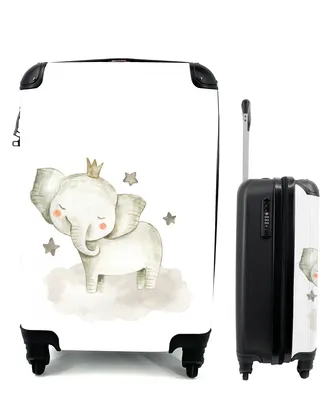 Produktbild von MuchoWow® Koffer Handgepäck Trolley Rollkoffer Kleine Reisekoffer mit 4 Rollen - Tiere - Elefant - Sterne - Cabin Size < 55x40x23 cm & 55x40x20 cm - Fotokoffer - Kabinenkoffer - Boardgepäck - Reise-Box - Reisekoffer - Reisegepäck - Koffer mit Bild - Trolley für Kinder