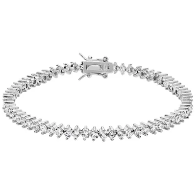 Produktbild von Elegantes 925 Sterling Silber Damen - Tennis Armband mit Zirkonia - 4mm, 12 Gramm; TRS25440