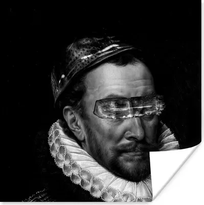 Produktbild von MuchoWow® Poster Porträt von Wilhelm I. - Adriaen Thomasz - Schwarz und Weiß 50x50 cm - Wohnzimmerdekoration