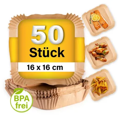 Produktbild von GOURMETmaxx Backpapierschalen für Heißluftfritteusen (2–5 l) - 50 Stück