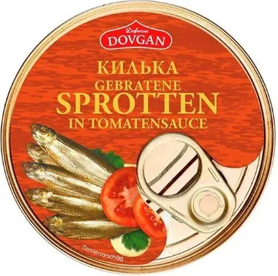 Produktbild von DOVGAN Kilka Sprotten in Tomatensauce 240g
