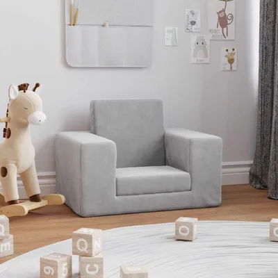 Produktbild von vidaXL Schlafsofa für Kinder Hellgrau Weicher Plüsch