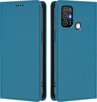 Produktbild von Handyhülle für ZTE Blade A52, Kunstleder Klapphülle Stoßfeste Magnetische Hülle mit Ständer Blau