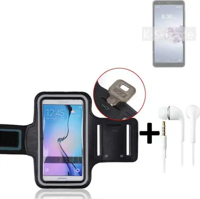 Produktbild von TOP SET kompatibel mit ZTE Blade A3 Prime Neopren Jogging Armband Sportarmband Oberarmband kompatibel mit ZTE Blade A3 Prime schwarz mit Reflektor