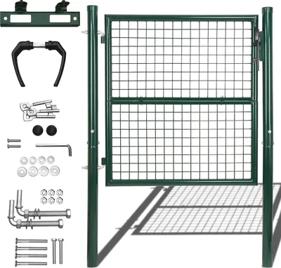 Produktbild von Wolketon 100x100cm Gartentor Metall  Gruen mit Schloss Gartentuer Zauntor Gartenpforte Tuer Hoftuer
