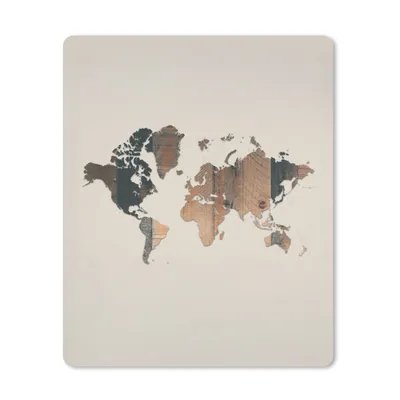 Produktbild von MuchoWow® Mauspad Mousepad Weltkarte - Holz - Braun 19x23 cm - Mousepads - Maus Mat - Pad - Mausunterlage - Mauspads - Spielen